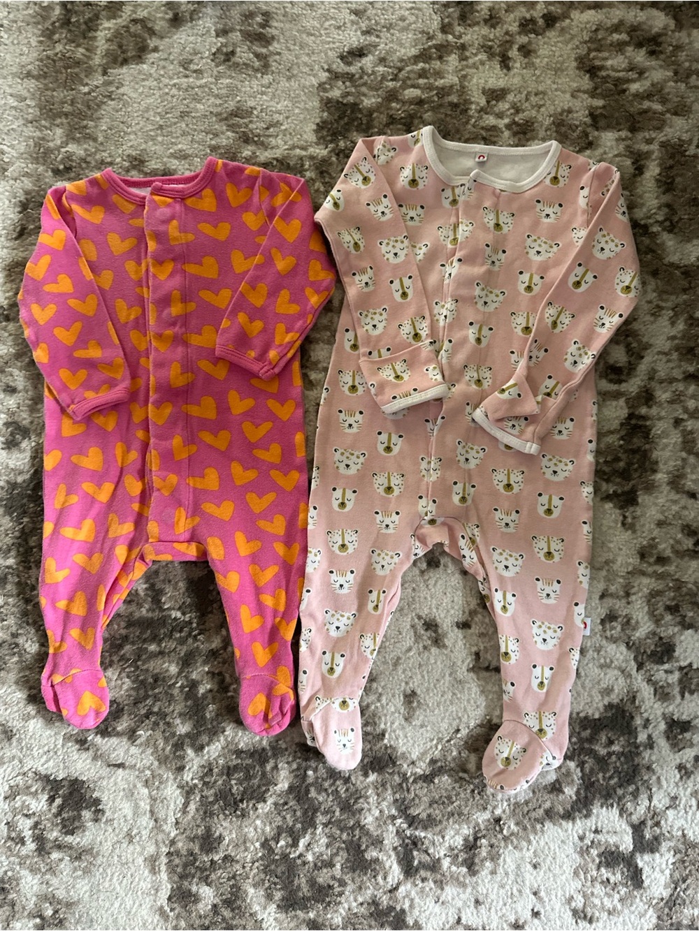 Magnetic Me Pink & Hot Pink Heart and Animal Print Footie Sleepers